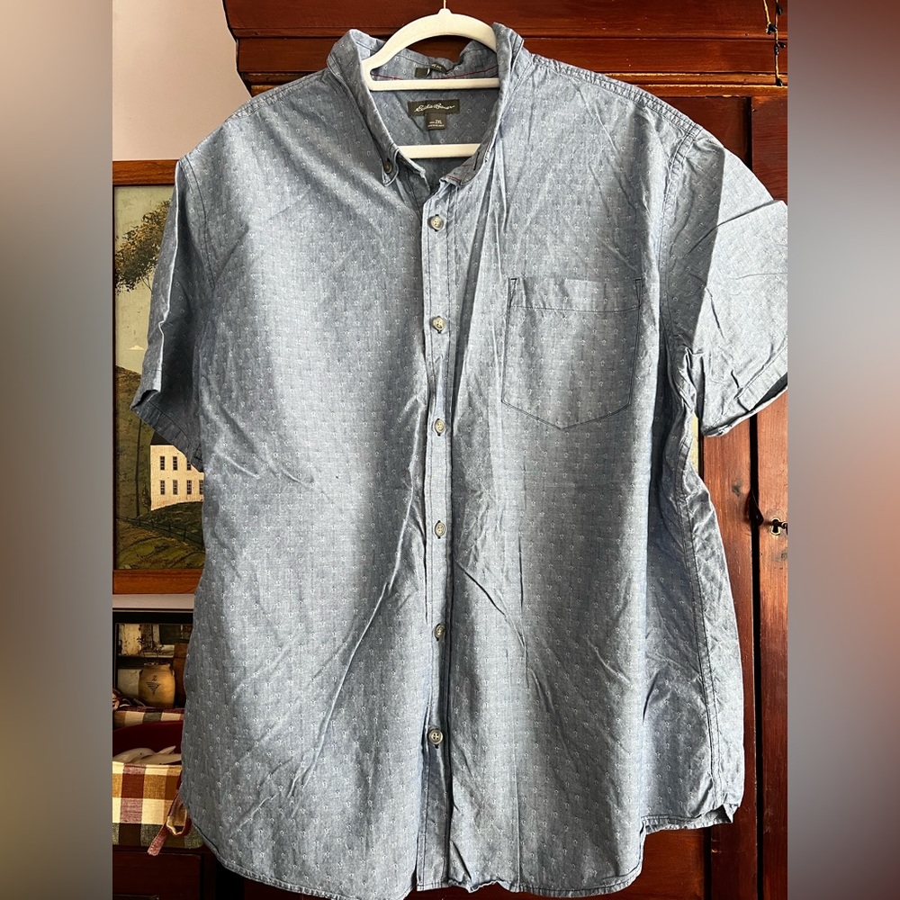 Men’s Eddie Bauer short sleeve button front dress shirt 2XL
